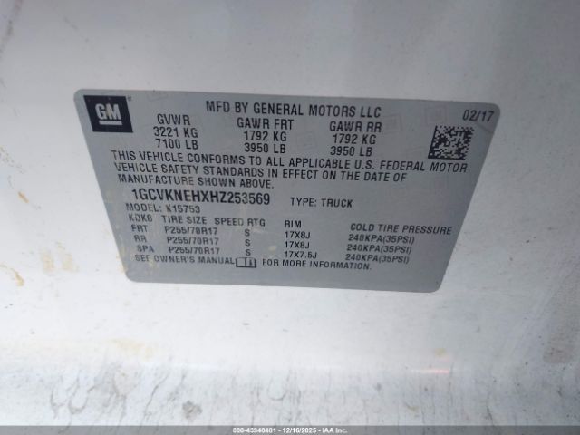 2017 CHEVROLET SILVERADO 1500 1GCVKNEHXHZ253569 Photo 8