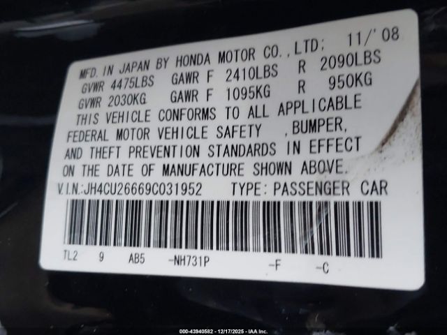 2009 ACURA TSX JH4CU26669C031952 Photo 8