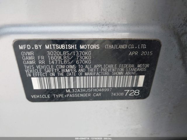 2015 MITSUBISHI MIRAGE ML32A3HJ5FH048997 Photo 8
