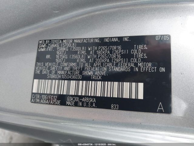 2005 TOYOTA TUNDRA 5TBRU34105S456030 Photo 8