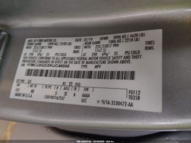 2019 FORD ESCAPE 1FMCU0GDXKUC46006 Photo 8