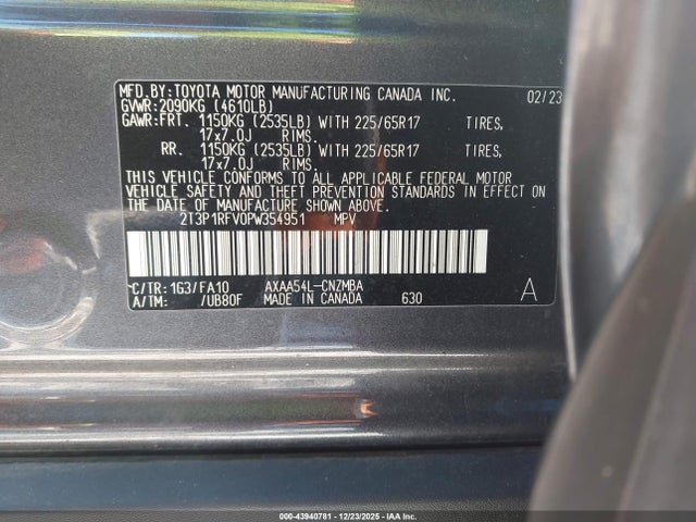 2T3P1RFV0PW354951 Toyota Rav4 Xle