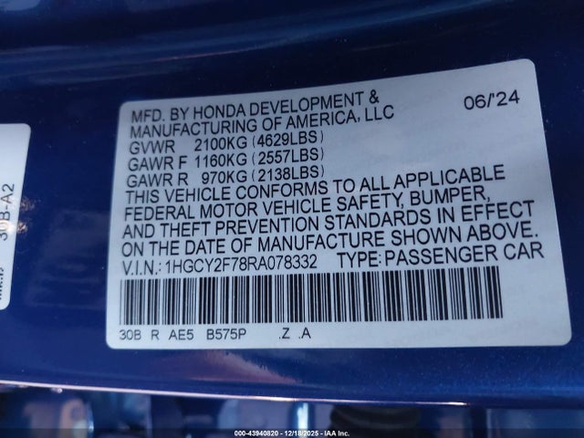 2024 HONDA ACCORD HYBRID 1HGCY2F78RA078332 Photo 8