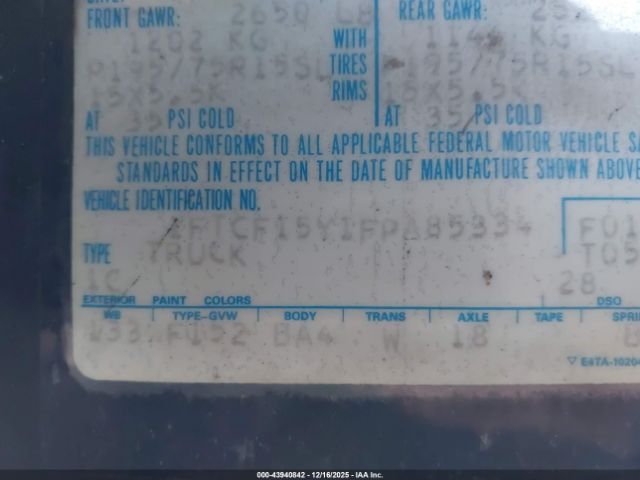 1985 FORD F150 1FTCF15Y1FPA85334 Photo 8