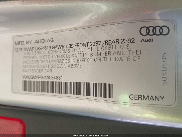 2019 AUDI A4 WAUGMAF46KA034831 Photo 8