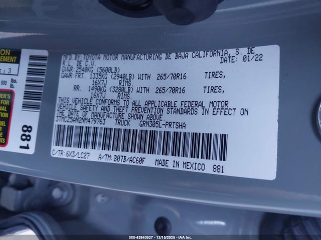 3TMCZ5AN2NM479763 Toyota Tacoma Trd Off Road