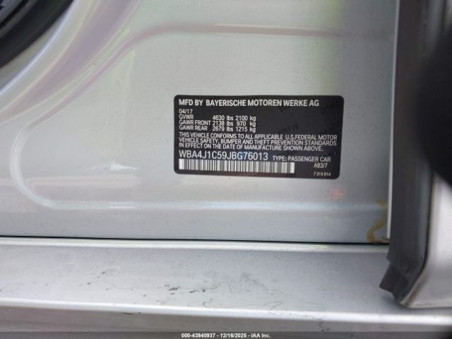 2018 BMW 430I GRAN COUPE WBA4J1C59JBG76013 Photo 8