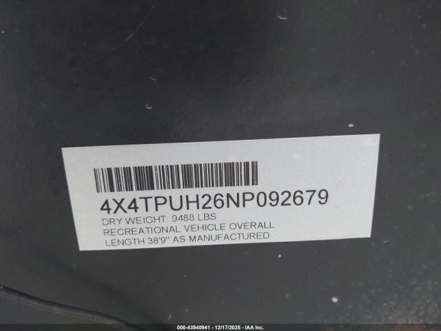 Продажа на аукционе авто 2022 Puma 32b, vin: 4X4TPUH26NP092679, номер лота: 43940941
