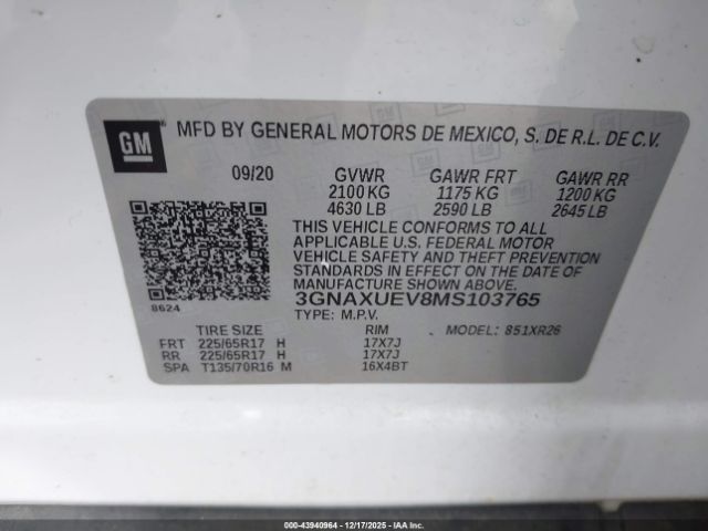 2021 CHEVROLET EQUINOX 3GNAXUEV8MS103765 Photo 8