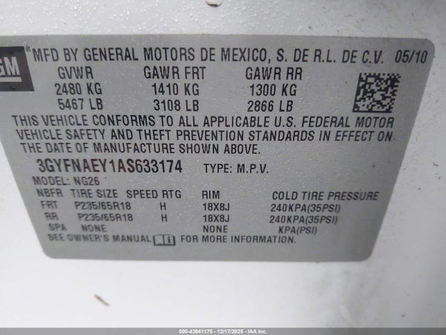 2010 CADILLAC SRX 3GYFNAEY1AS633174 Photo 8