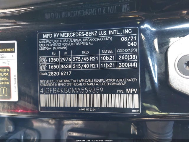 2021 MERCEDES-BENZ GLE 350 4JGFB4KB0MA559859 Photo 8