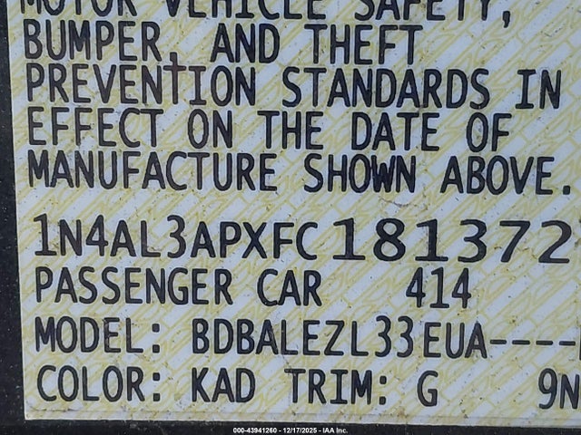 Nissan Altima 2.5 S 2015 1N4AL3APXFC181372 Image 9