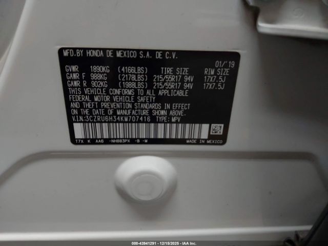 2019 HONDA HR-V 3CZRU6H34KM707416 Photo 8