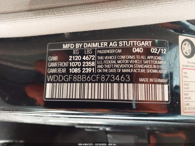 2012 Mercedes-benz C 300 Sport 4matic მანქანა იყიდება აუქციონზე, vin: WDDGF8BB6CF873463, აუქციონის ნომერი: 43941321