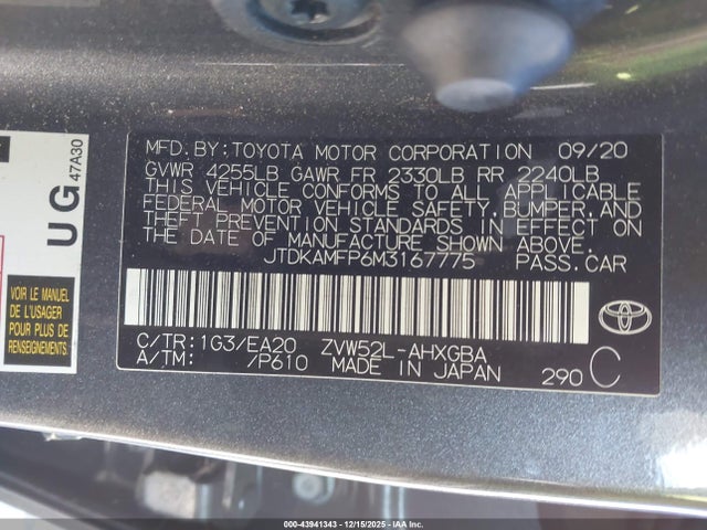 Toyota Prius Prime Xle 2021 JTDKAMFP6M3167775 Image 9