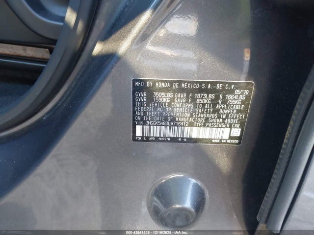 Продаж на аукціоні авто 2020 Honda Fit Ex, vin: 3HGGK5H83LM716412, номер лоту: 43941525