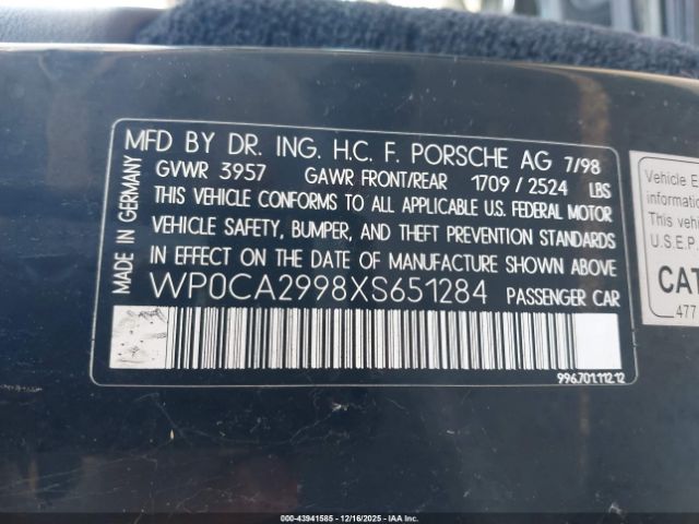 1999 PORSCHE 911 WP0CA2998XS651284 Photo 8