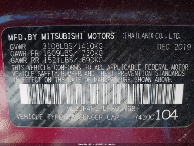 2020 MITSUBISHI MIRAGE G4 ML32F4FJ7LHF05768 Photo 8