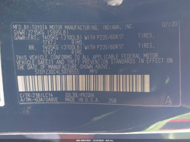 2020 TOYOTA SIENNA 5TDYZ3DC4LS078555 Photo 8