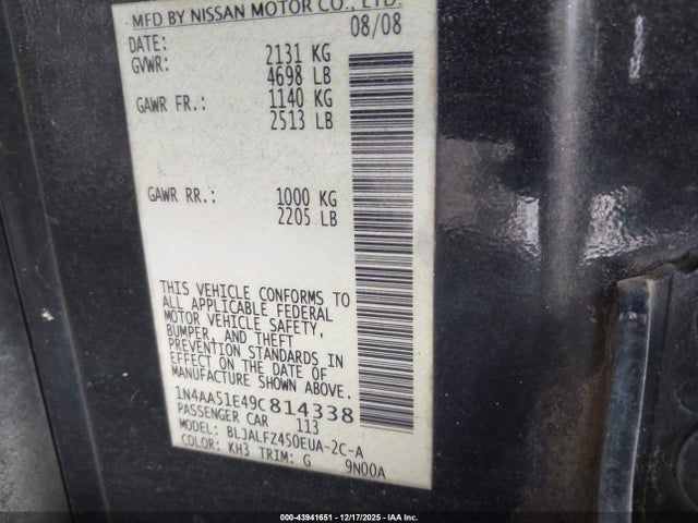 2009 NISSAN MAXIMA 1N4AA51E49C814338 Photo 8