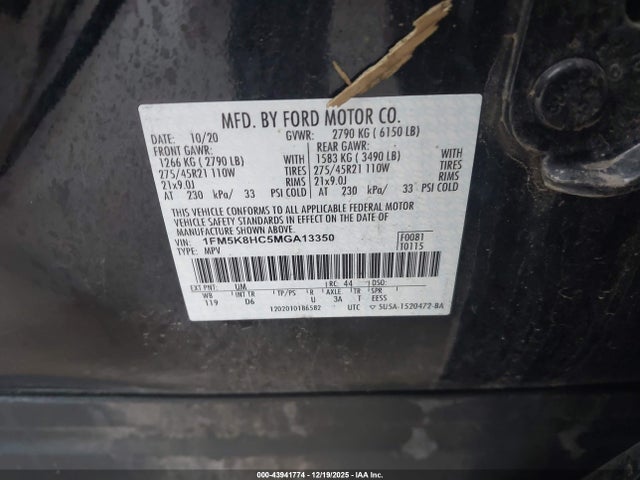 2021 FORD EXPLORER 1FM5K8HC5MGA13350 Photo 8