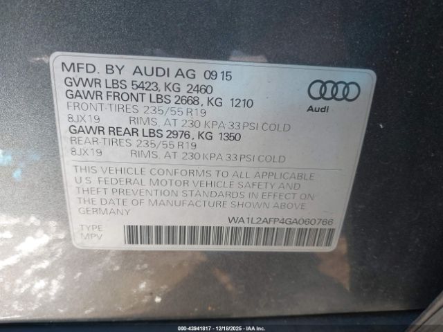 2016 AUDI Q5 WA1L2AFP4GA060766 Photo 8