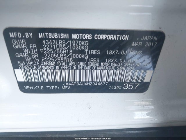 2017 MITSUBISHI OUTLANDER SPORT JA4AR3AU4HZ044677 Photo 8