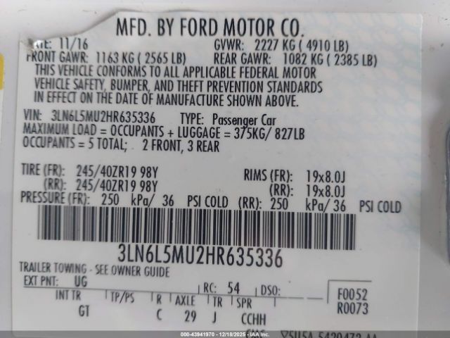 2017 LINCOLN MKZ HYBRID 3LN6L5MU2HR635336 Photo 8
