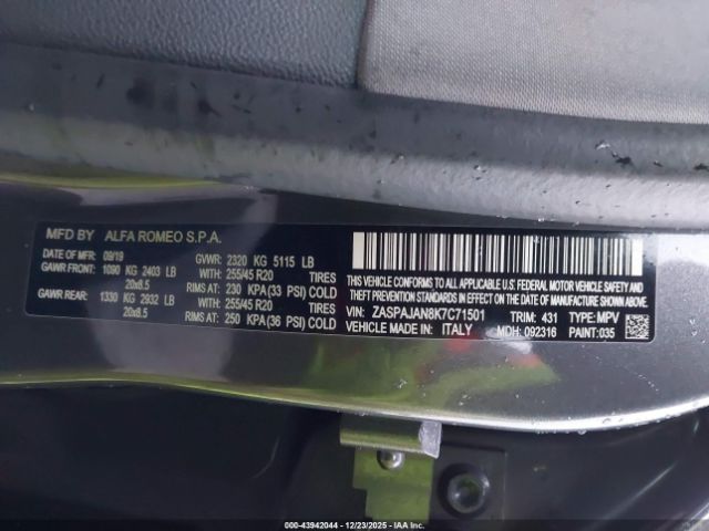 2019 ALFA ROMEO STELVIO ZASPAJAN8K7C71501 Photo 8
