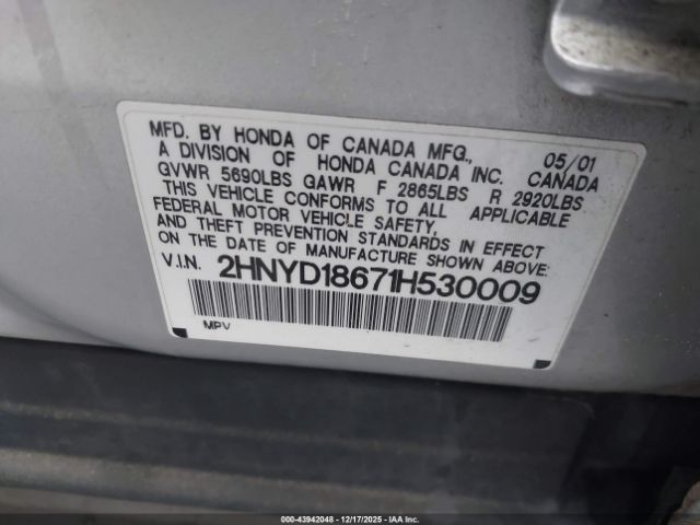 2001 ACURA MDX 2HNYD18671H530009 Photo 8