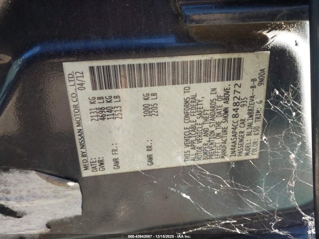 2012 NISSAN MAXIMA 1N4AA5AP4CC848272 Photo 8