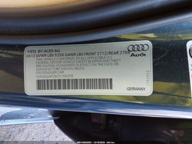 2012 AUDI A6 WAUGGAFC6CN166299 Photo 8