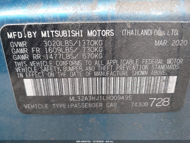 2020 MITSUBISHI MIRAGE ML32A3HJ1LH009495 Photo 8