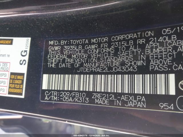 2020 TOYOTA COROLLA JTDEPRAE2LJ043043 Photo 8