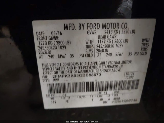 2016 FORD EDGE 2FMPK3K93GBB88670 Photo 8