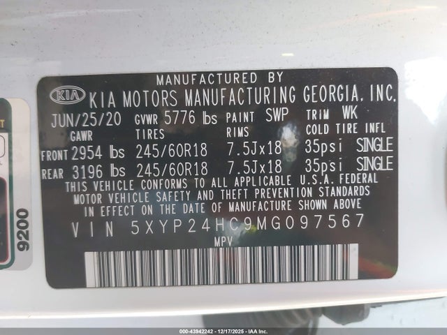 2021 KIA TELLURIDE 5XYP24HC9MG097567 Photo 8