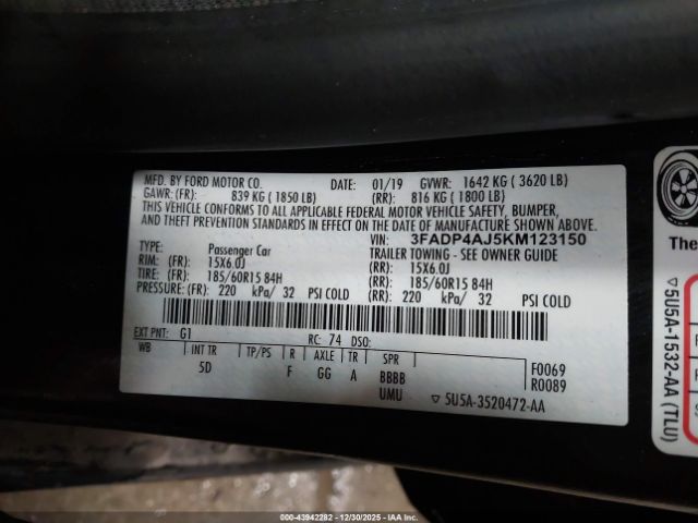 2019 FORD FIESTA 3FADP4AJ5KM123150 Photo 8