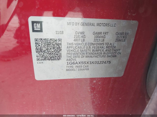 2019 CADILLAC CTS 1G6AX5SX1K0122475 Photo 8