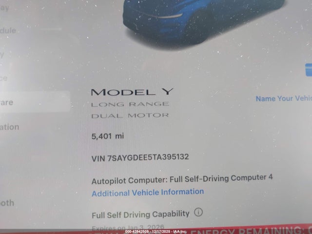 2026 TESLA MODEL Y 7SAYGDEE5TA395132 Photo 6