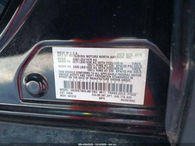 2015 MITSUBISHI OUTLANDER SPORT 4A4AP3AU8FE048787 Photo 8