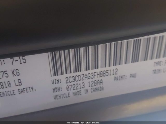 2015 DODGE CHALLENGER 2C3CDZAG3FH885112 Photo 8