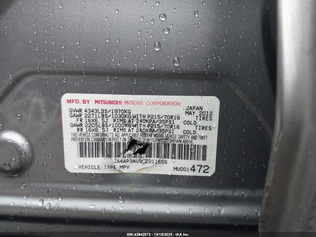 2012 MITSUBISHI OUTLANDER SPORT JA4AP3AU9CZ011656 Photo 8