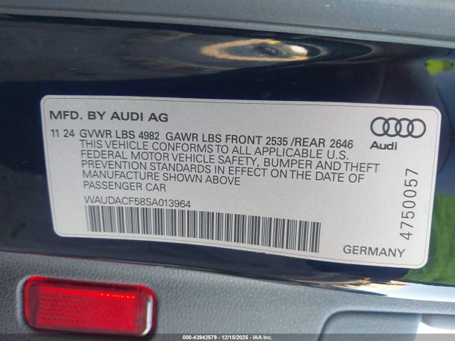 2025 AUDI A5 SPORTBACK WAUDACF58SA013964 Photo 8