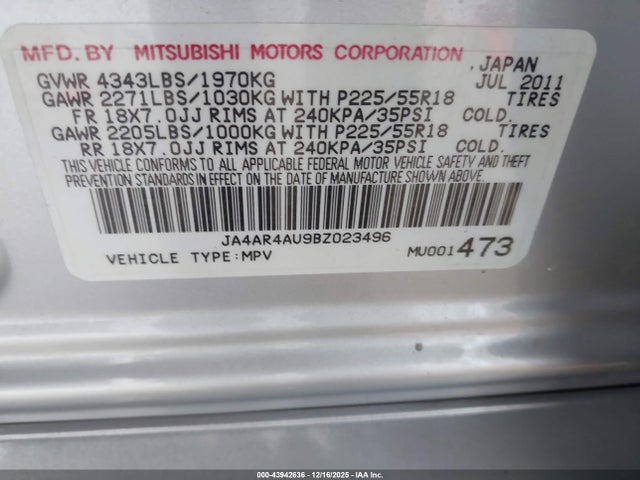 2011 MITSUBISHI OUTLANDER SPORT JA4AR4AU9BZ023496 Photo 8