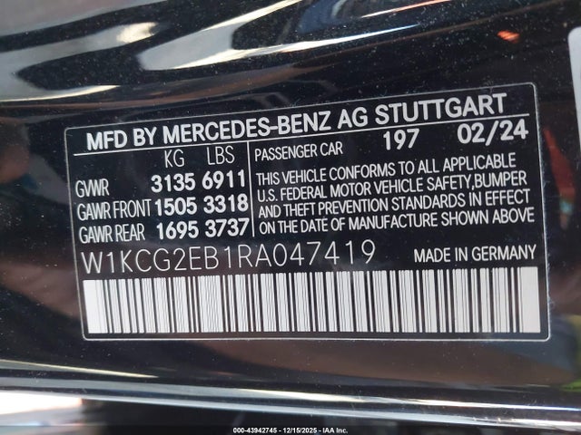 W1KCG2EB1RA047419 Mercedes-Benz Eqs 450 4matic