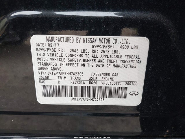 JN1EV7AP5HM742395 Infiniti Q50 3.0t Signature Edition