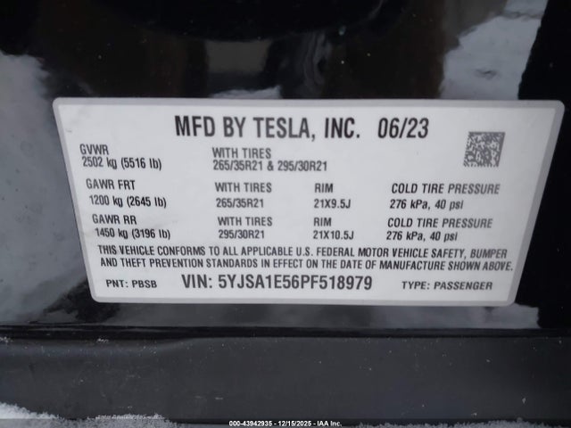 2023 TESLA MODEL S 5YJSA1E56PF518979 Photo 8