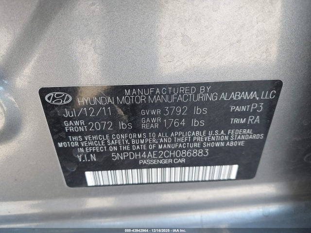 2012 HYUNDAI ELANTRA 5NPDH4AE2CH086883 Photo 8