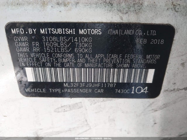 2018 MITSUBISHI MIRAGE G4 ML32F3FJ9JHF11787 Photo 8