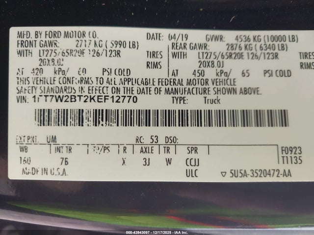 Ford F-250 Platinum 2019 1FT7W2BT2KEF12770 Image 9